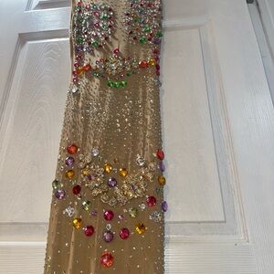 Embellished Gown with Multicolor Gems
